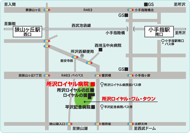 所沢ロイヤル病院の地図